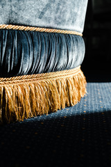 blue sofa decor element with gold thread
