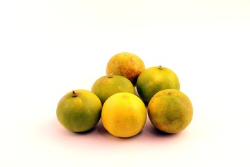 Green lemon fruit on white background
