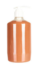 Liquid antibacterial soap in bottle.