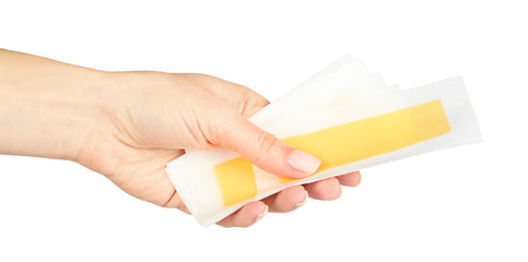 Wax hair removal stripes.