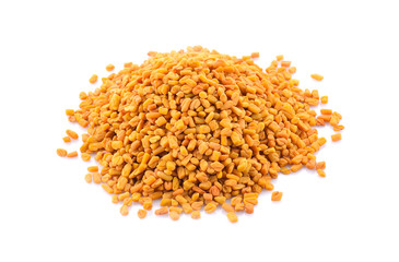 Fenugreek with seeds over white background