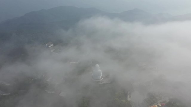 High quality royalty free stock footage, Aerial view of landscape of the castles at the top of Bana Hills, the famous tourist destination of Da Nang, Vietnam. Near Golden bridge.