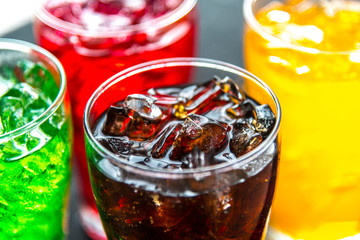 Colorful soda drinks macro shot - obrazy, fototapety, plakaty