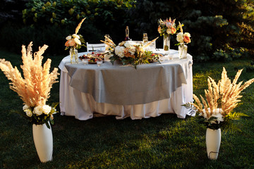 wedding table with glasses