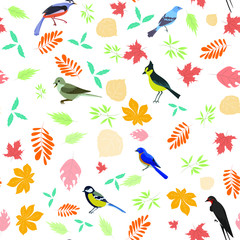 Background with birds and leaves