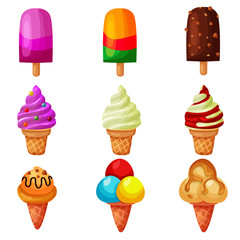 object set of isolated ice cream