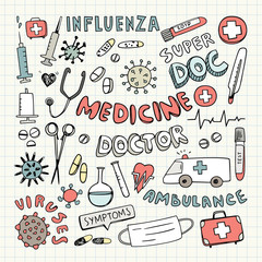 Medical Vector Doodles, Doctor Clipart, Medicine Signs 