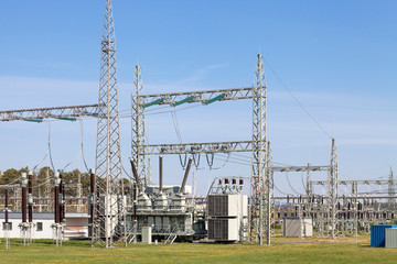 Umspannwerk Strom Überlandleitung Energieversorgung