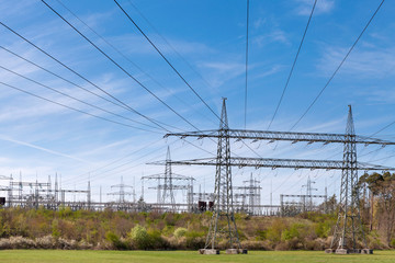 Umspannwerk Strom Überlandleitung Energieversorgung