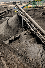 belt conveyor - opencast mine,  long tape - industrial background