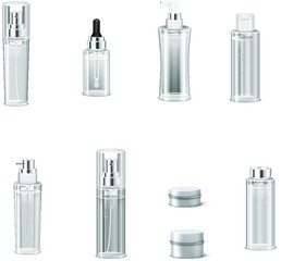 Glass bottles for cosmetics.