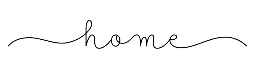 HOME vector monoline calligraphy banner with swashes