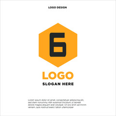 Abstract letter 6 logo design template. Colorful creative hexagon sign. Universal vector icon.