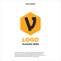 Abstract letter V logo design template. Colorful creative hexagon sign. Universal vector icon.