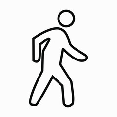 Thin line pedestrian sign on white background isolated minimal single flat linear icon for application and info-graphic. 