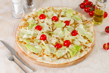 Pizza with lettuce