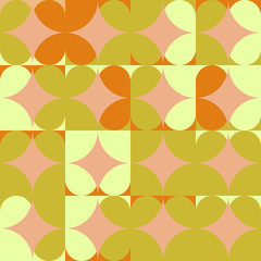 Modern vector abstract seamless geometric pattern with semicircles, circles and squares in retro scandinavian style. Illustration with geometric figures. Background for invitation, fabric, wallpaper