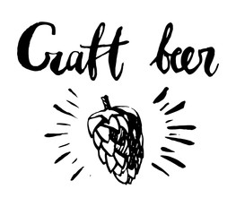 Handwritten vector word “Craft beer”. Hand lettering illustration. Brush handwritten text for poster, banner, pub, bar.
