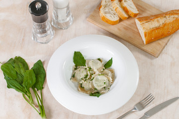 Spinach ravioli
