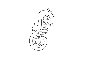 Fototapeta premium Seahorse drawn in one solid continuous line. Isolated illustration on a white background. EPS 10.