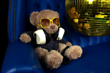 teddy bear in a disco setting