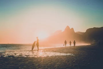 Crédence en verre imprimé Copacabana, Rio de Janeiro, Brésil sunset on Ipanema beach