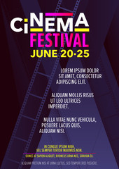 Vertical cinema festival background with graphic elements and text. 