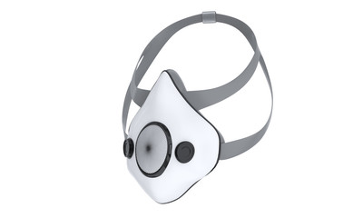 Medical mask. Doctor mask and corona virus protection isolated on a white background. Futuristic high-tech mask 3d render