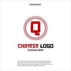 Obraz premium Letter Q Logo Design with ancient circle border frame motif. 