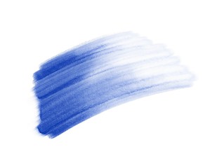 Blue aquarelle brush stroke. Abstract paint paper texture, isolated stain element for text design, template. Watercolor bright hand drawn illustration background