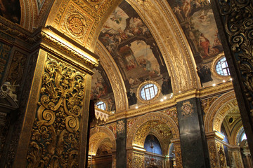 baroque st john cathedral in valletta in malta - obrazy, fototapety, plakaty