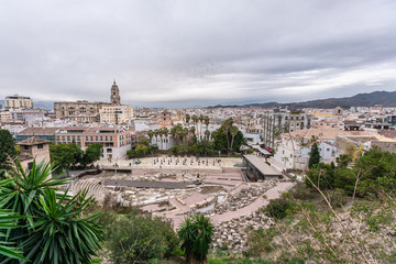 Fototapeta na wymiar Ancient Roman Theatre in Malaga Historical District, Spain