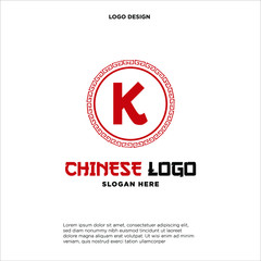 Letter K Logo Design with ancient circle border frame motif. 