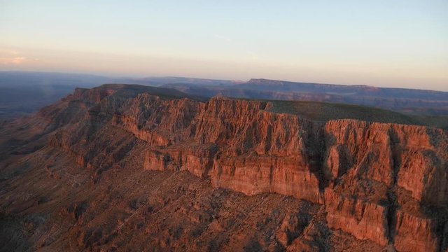 Helicopter shot of a amazing red rock in the Grand Canyon Las Vegas during sunset, Navada