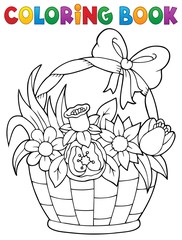 Coloring book flower basket theme 1