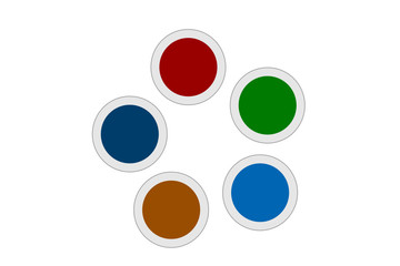 Set of different colored circles with a gray border. The background is isolated.