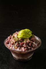 あずきの和風かき氷　Japanese style red bean sweet shaved ice