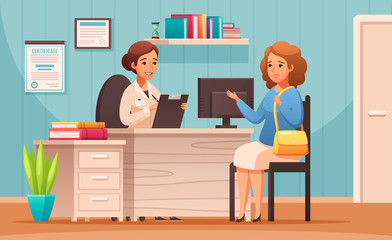 Nutritionist Counseling Cartoon Composition 