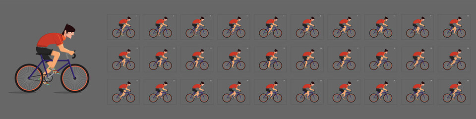 Cycling  animation. Cycle riding animation . Sprite sheet of Cycling. Animation for game or cartoon. Frame by frame animation. [Converted]
