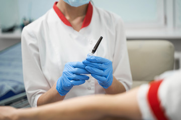 Obraz na płótnie Canvas Close up of patient that visiting laboratory