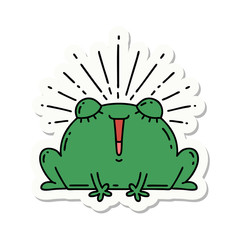 sticker of tattoo style happy frog
