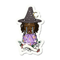 human witch with natural one D20 roll illustration