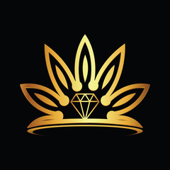 Crown modern gold diamond logo vector