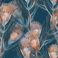 Gordijnen Veer naadloze patroon. Aquarel illustratie. © Marina Grau