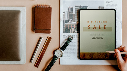 Office desk flatlay