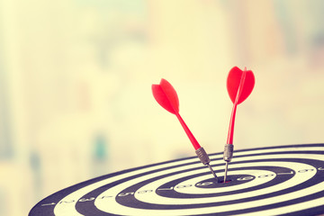 Targeting the business concept, Darts board close up
