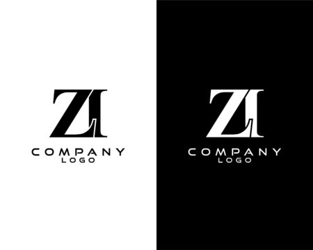 ZI, IZ letter logo black and white color vector for business and company