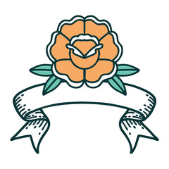 tattoo with banner of a flower