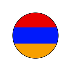 Fototapeta premium Armenia Flag Button rounded on isolated white for Middle East, South Caucus, or Europe push button concepts. 