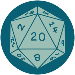 natural 20 D20 dice roll illustration